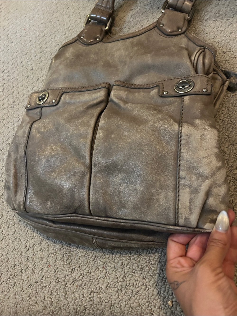 Marc Jacobs Taupe Brown Leather Shoulder Bag with Front Pockets - Picture 13 of 13